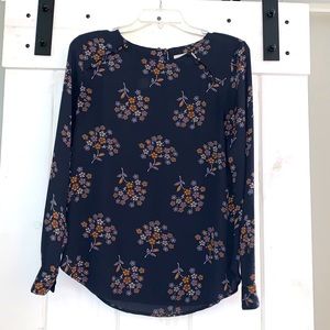 Loft Navy Flower Blouse